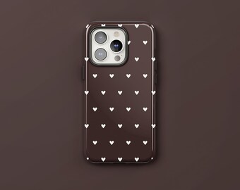 Chocolate Hearts | Brown Phone Case, Protective Tough Cover, iPhone & Android