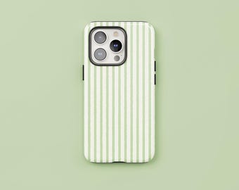 Spring Time Stripes | Pale Green Stripe Phone Case, Protective Tough Cover, iPhone & Android