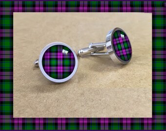 Boutons de manchette en tartan mauve Macarthur