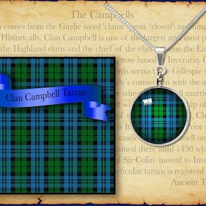 Blue Campbell Tartan Silver Pendant, Heritage Jewelry.