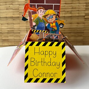 3D Pop-Up Birthday Card: Construction Theme, Personalized