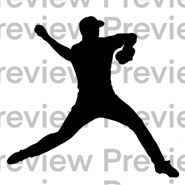 Baseball Pitcher SVG file . Perfect for Cricut , Baseball Pitcher Stencil Download svg