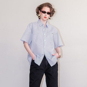 Vintage 90s Lacoste white plaid shirt