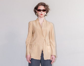Vintage 80s Giorgio Armani sand colour soft linen blazer