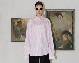 Vintage 90er pink-weiß gestreiftes Shirt