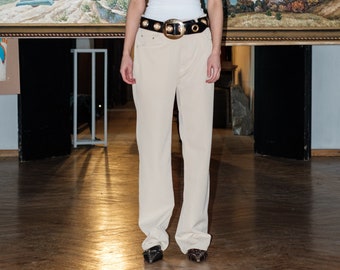 Vintage 80s classy cream straight trousers