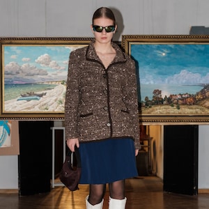 Vintage 80s tweed brown tones blazer