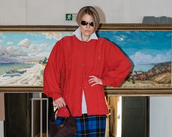 Vintage 80s adorable red cardigan