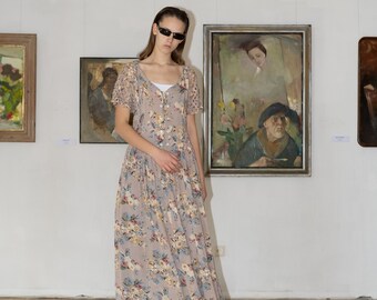 1980s One Shoulder Floral Dress | XS/S