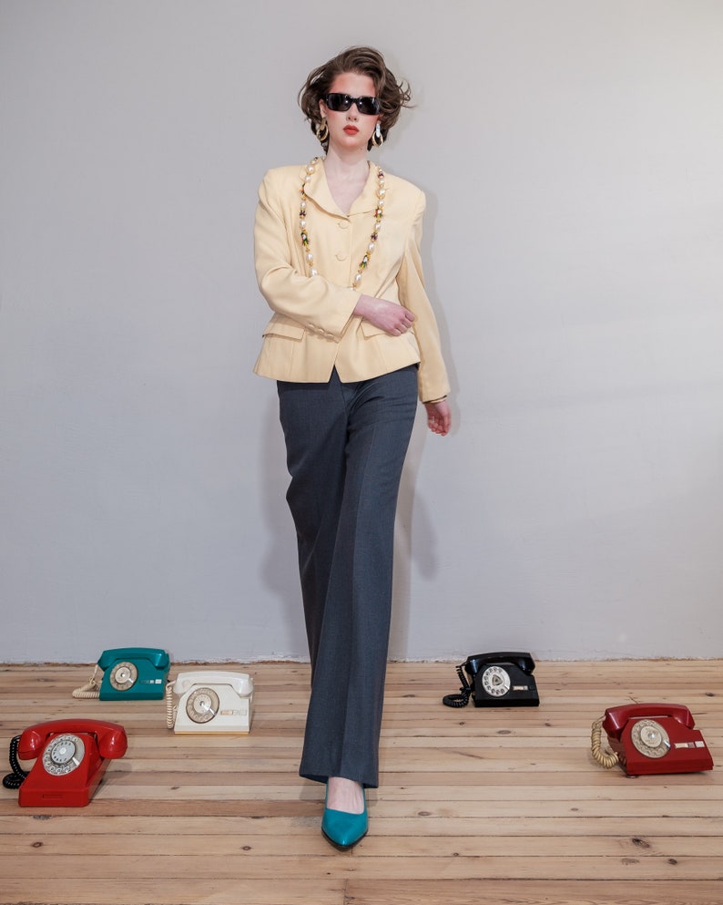 Vintage 90s chic yellow blazer image 6