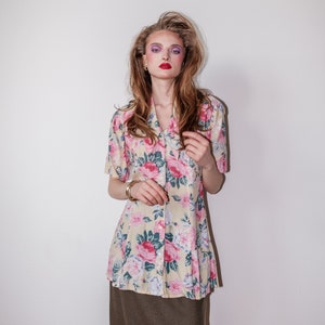 Vintage 80s floral print blouse image 6