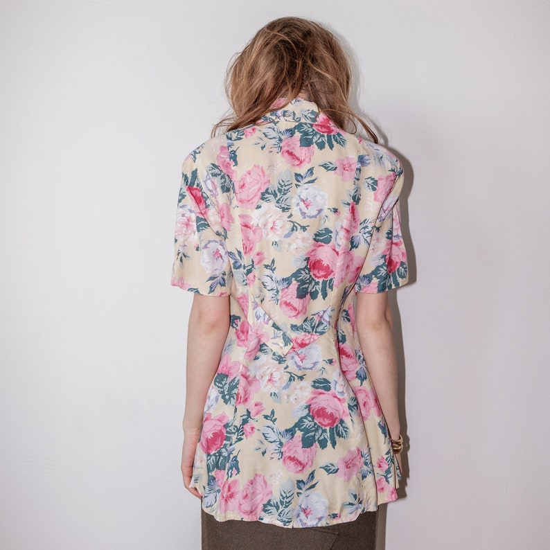 Vintage 80s floral print blouse image 3