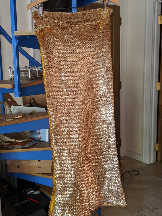 Vintage Golden Sequin Panel Skirt -- Rare Burlesqu