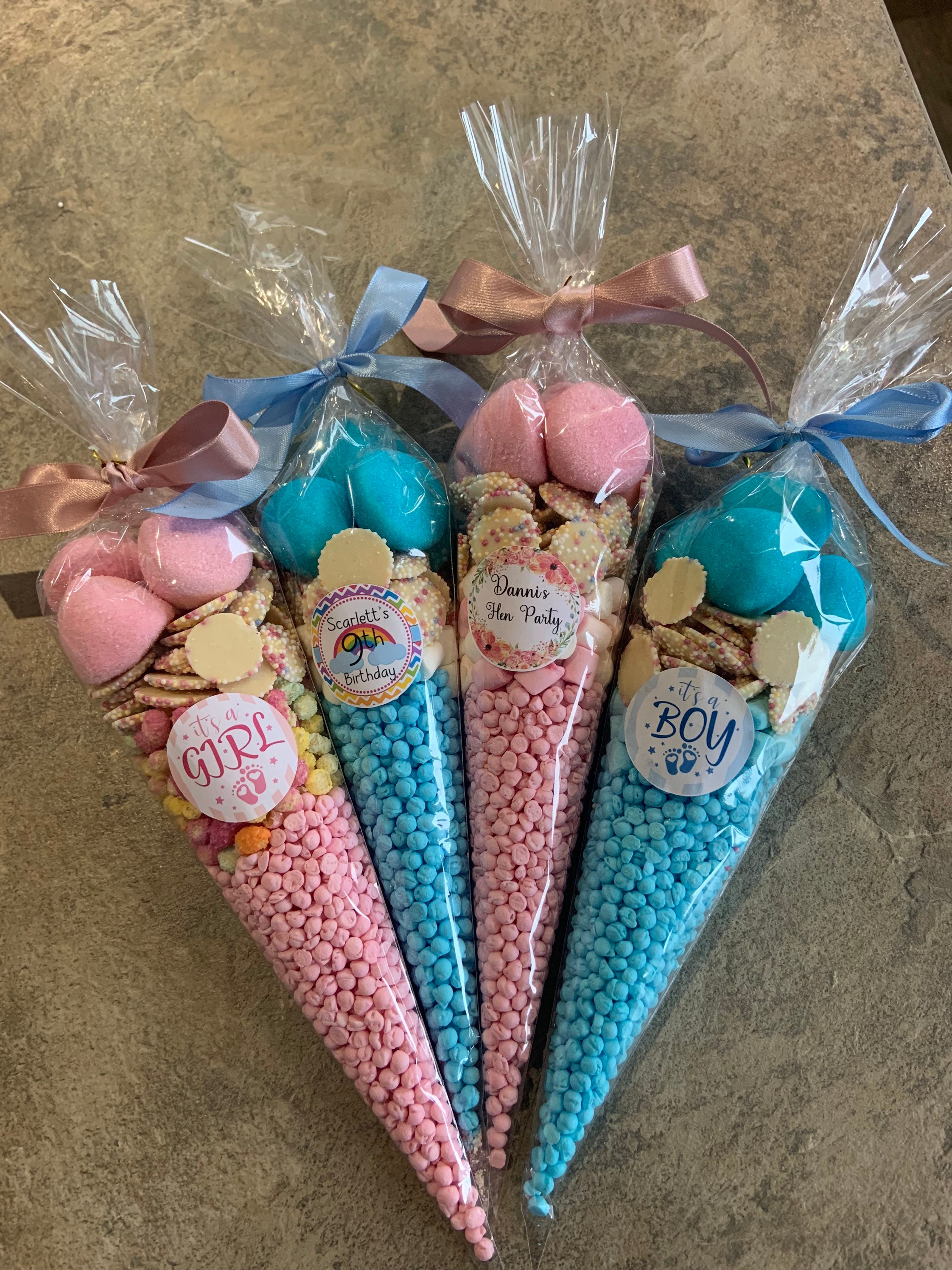 Personalised Sweet Cones Sticker included Gender Reveal Etsy