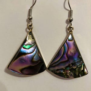 Vintage triangle shaped abalone drop earrings