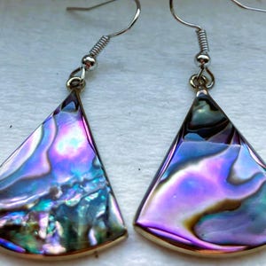 Vintage triangle shaped abalone drop earrings