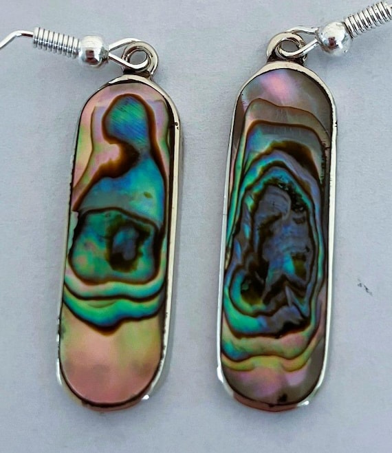 Handcrafted from abalone shell drop earrings inla… - image 1