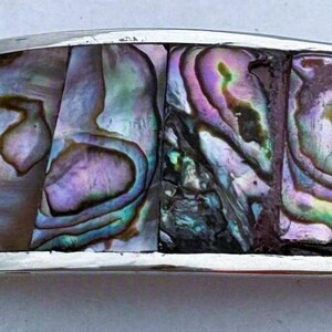 Vintage handcrafted abalone shell cuff bracelet