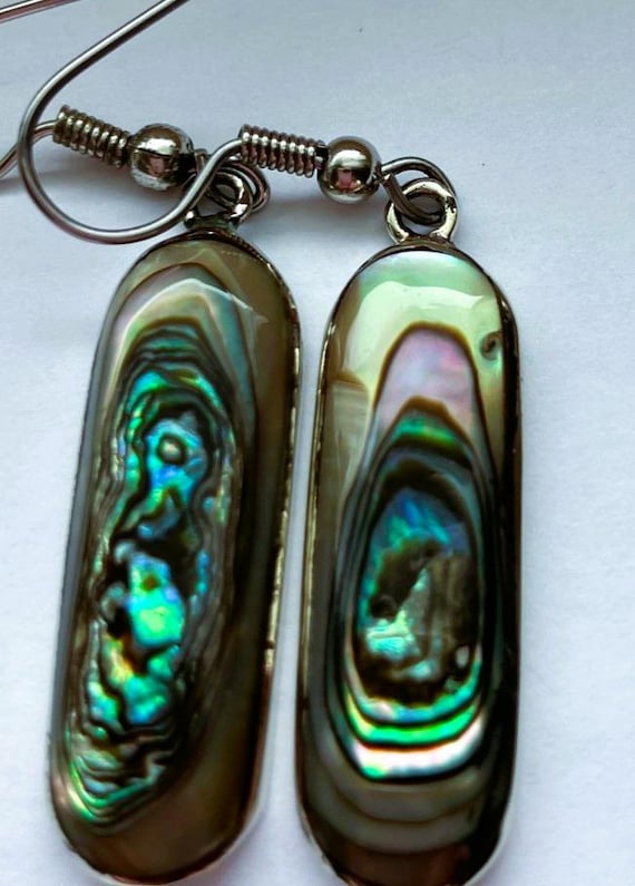 Handcrafted from abalone shell drop earrings inla… - image 3