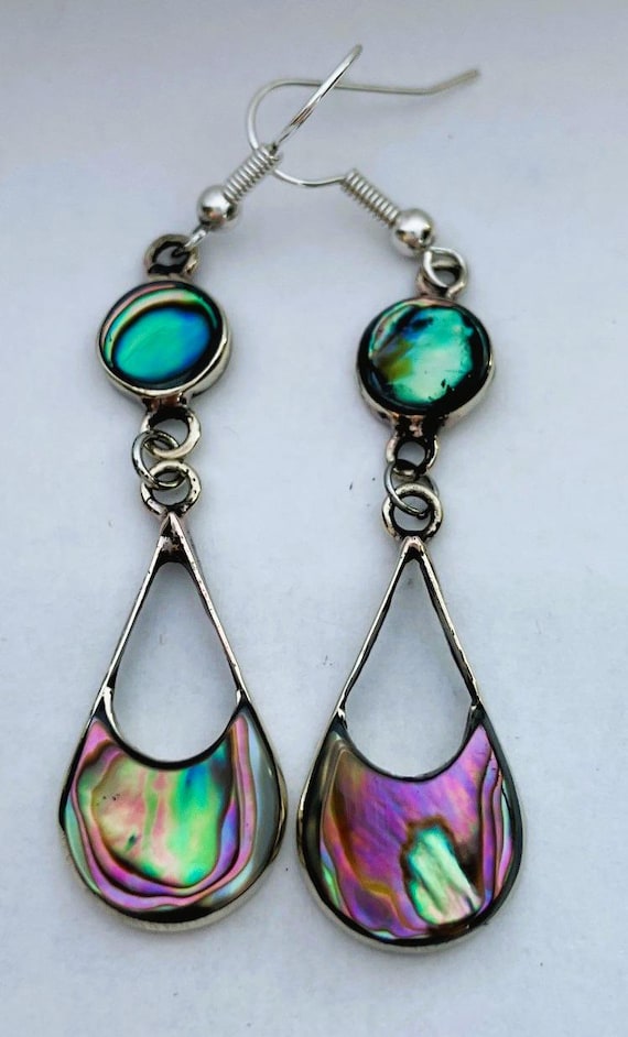 Handcrafted teardrop loop from alpaca silver and … - image 1