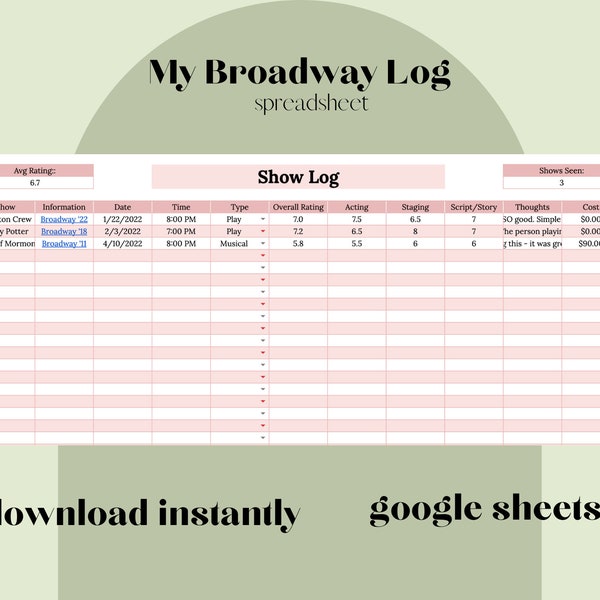 My Broadway Log Template