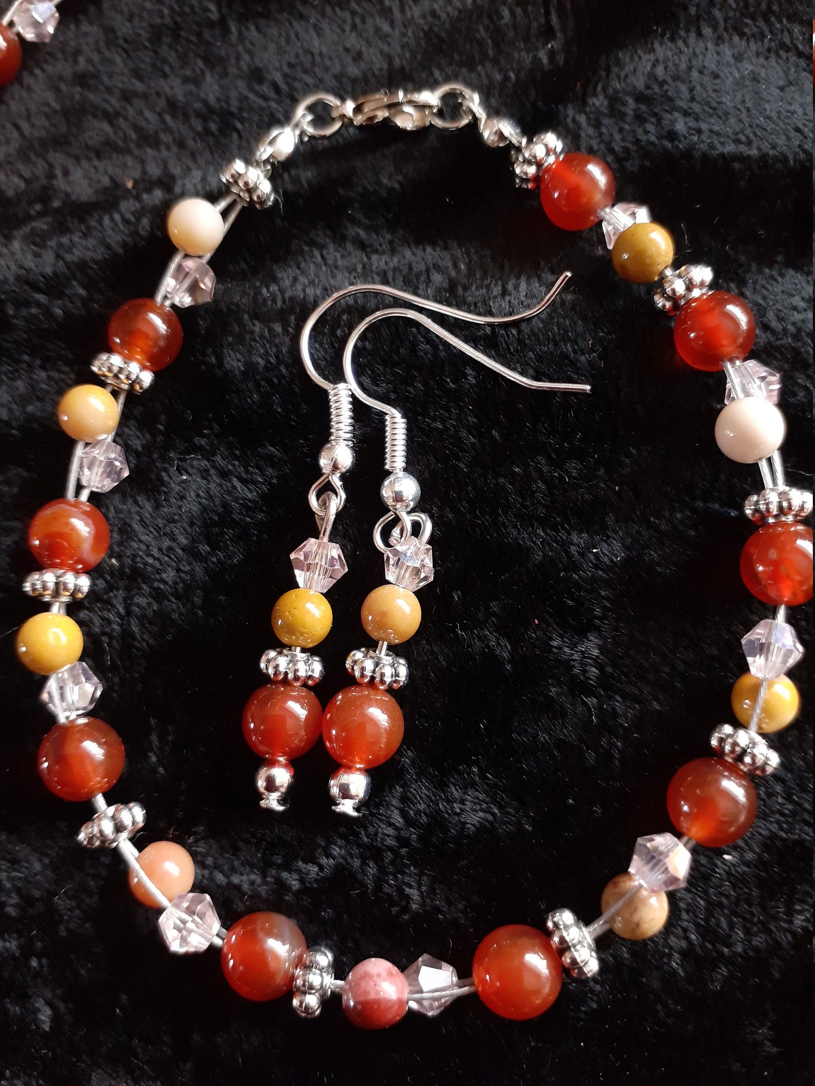 Jasper and Carnelian Gemstone Jewlery Set With Glass Bicone. Etsy
