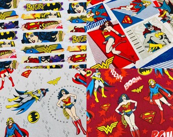 Bat woman Wonder Woman Super Girl fabric UK 100/% cotton metre material DC comics
