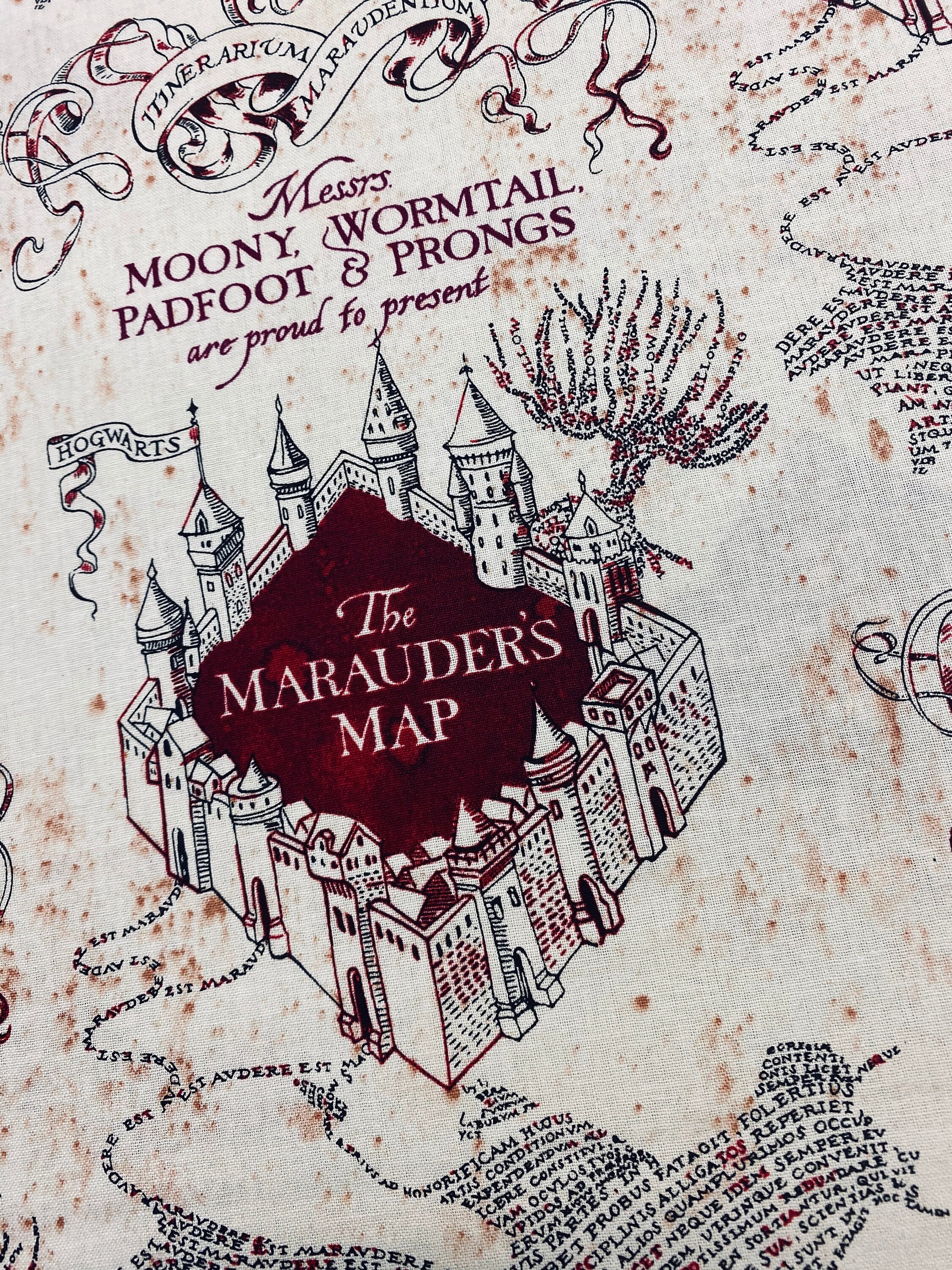 Tissu Coton imprimé sous licence Harry Potter Chapeau magique sur fond Vert  - Par 10 cm