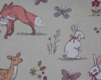 Woodland Cartoon Animal Fabric | Cotton Fabric | Material | Quilting | Kids Fabric
