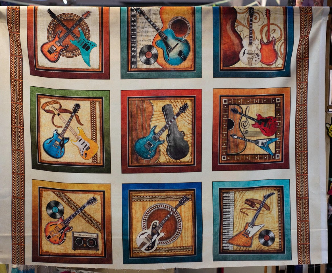GUITAR Fabric Fabric Panels & 1/2 Metre Music Cotton Etsy