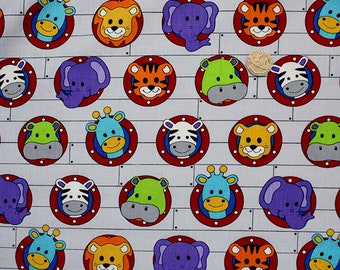 ANIMAL BOAT Fabric | 100% Cotton | Little Noah | Kids | Animal | Quilting | Sewing | Dressmaking