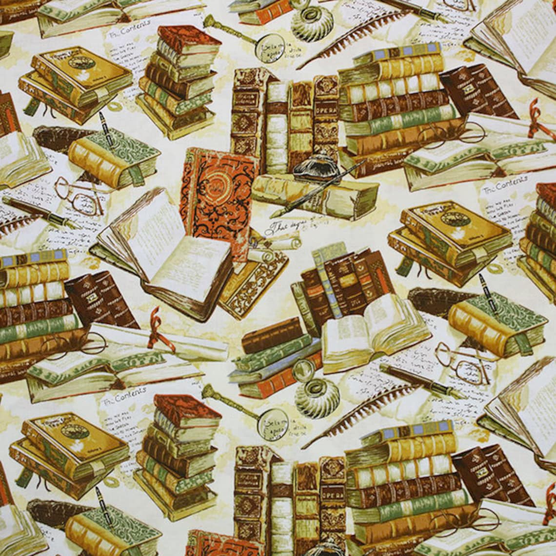 VINTAGE BOOKS FABRIC Victorian Novelty 100 Cotton Etsy
