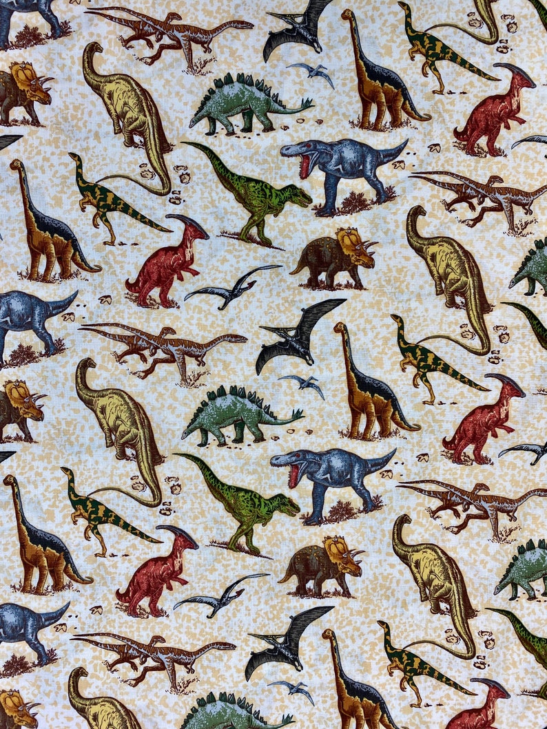 Lost World Material Cotton Fabric Kids Dinosaur JURASSIC Fabric T Rex Quilting