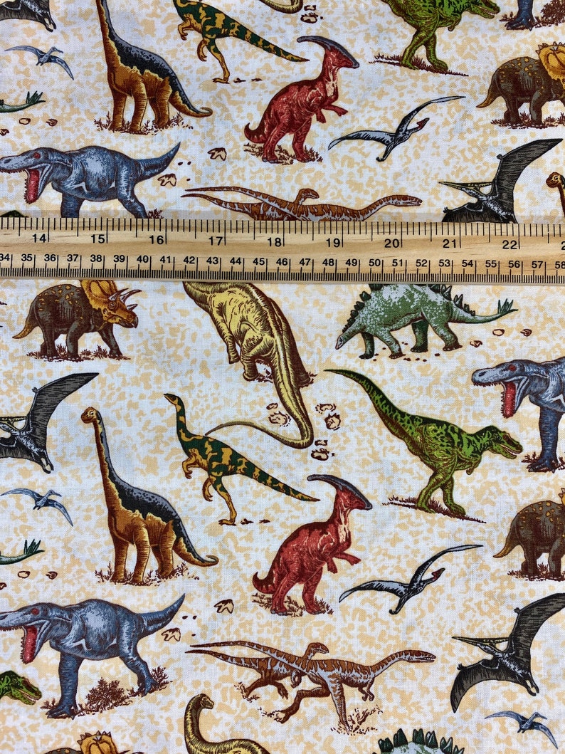 Lost World Material Cotton Fabric Kids Dinosaur JURASSIC Fabric T Rex Quilting