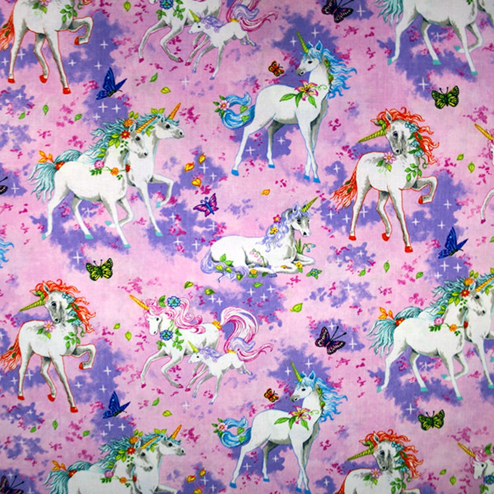 UNICORN Fabric Pink 100 Premium Cotton Fabric Kids Etsy