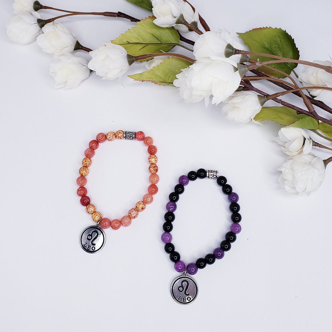 Beaded Leo Charm Zodiac Bracelet custom leo bracelet Etsy