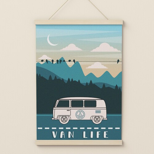 Van Life Print Campervan Art Camper Wall Art Poster A5 Etsy