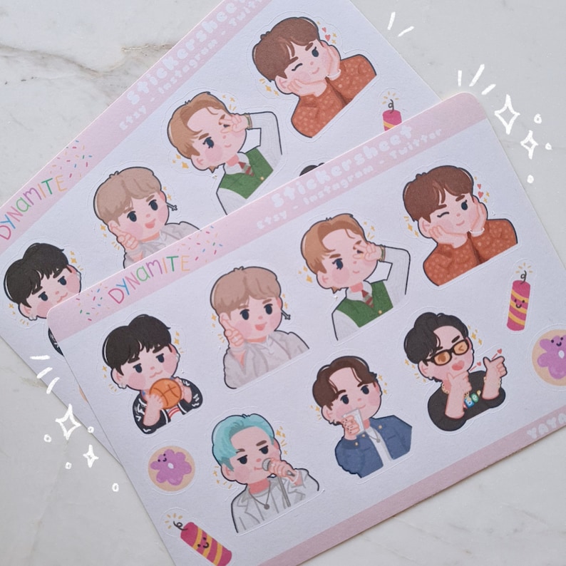 bts dynamite sticker packsticker sheet journal stickers etsy