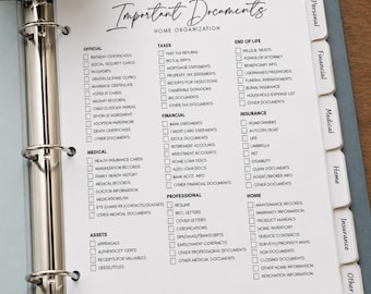 Important Document Checklist for Home Organization Editable (in Canva) Template