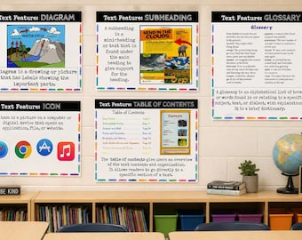 Nonfiction Reading Text Features | Posters & Teaching Visuals | Editable
