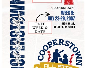 Przewodnik po turnieju baseballowym Cooperstown All Star Village: Planer dla rodziców, Organizator drużyny (edytowalny Canva)