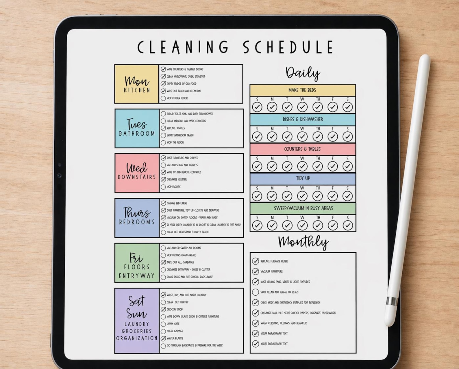 Cleaning Schedule Editable (in Canva) Template - Etsy