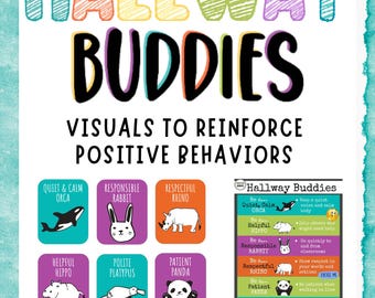 Hallway Buddies Behavior Visuals | Positive Reinforcement, SEL (Editable Files)