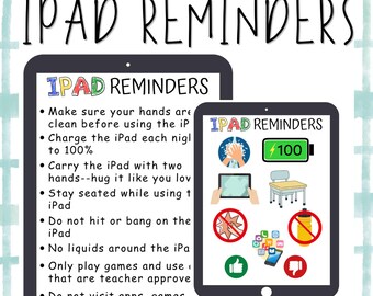 iPad Reminders for Students | Classroom or School Technology Expectations | Instant Download | Edit in Canva