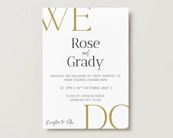 Wedding Invitation Suite | Gold Save the Date Details RSVP (Digital Download) | Editable | Canva