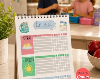 Kids Daily Checklist Chore Chart (Editable in Canva)