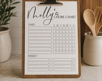 Simple & Elegant Individual Chore Chart Printable Editable (in Canva) Template