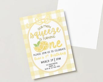 Birthday Invitation Poster Thank You Card (Digital Download) | Lemon Sweet Theme | Editable | Canva