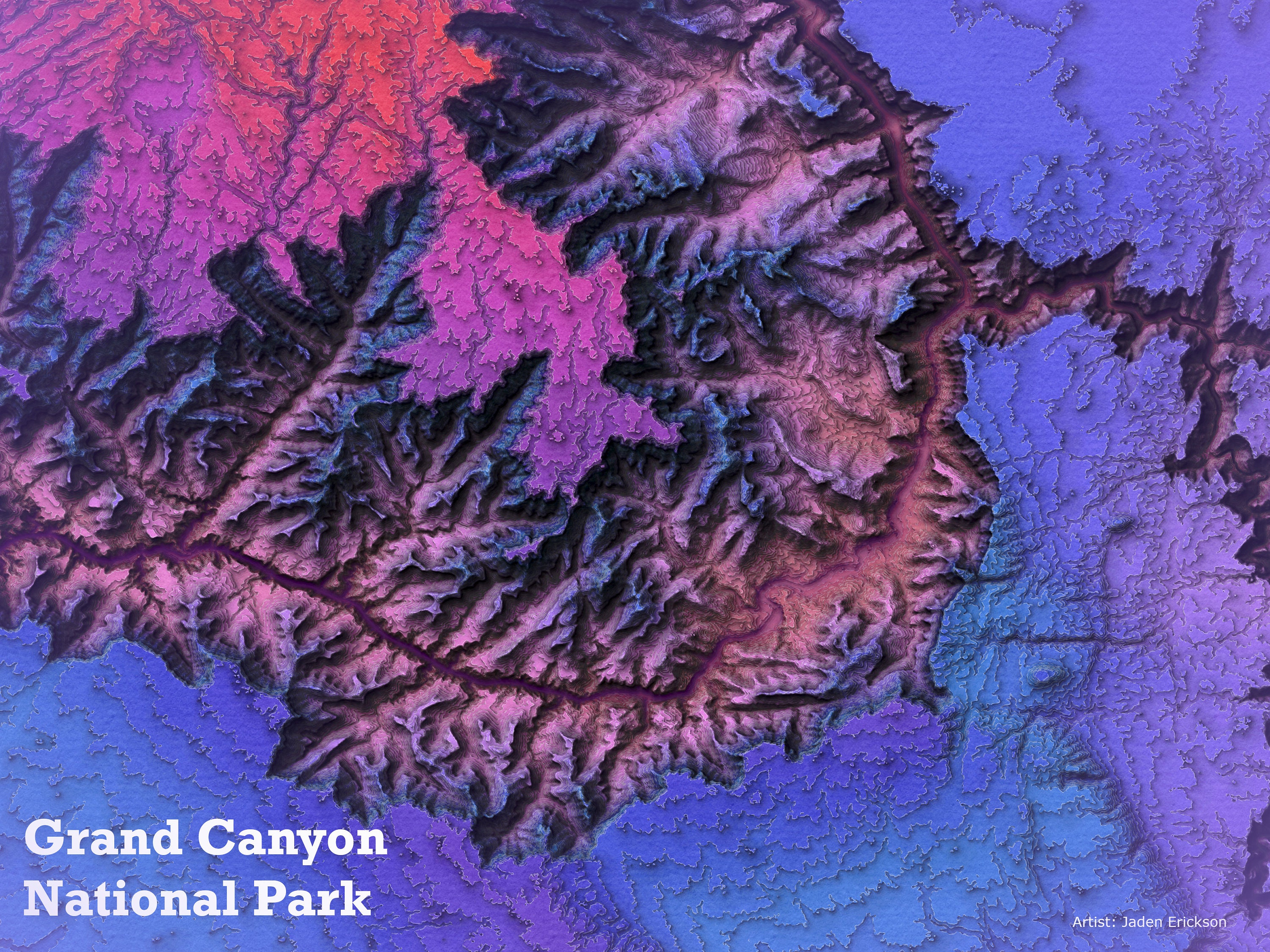 Grand Canyon National Park Elevation Map - Etsy