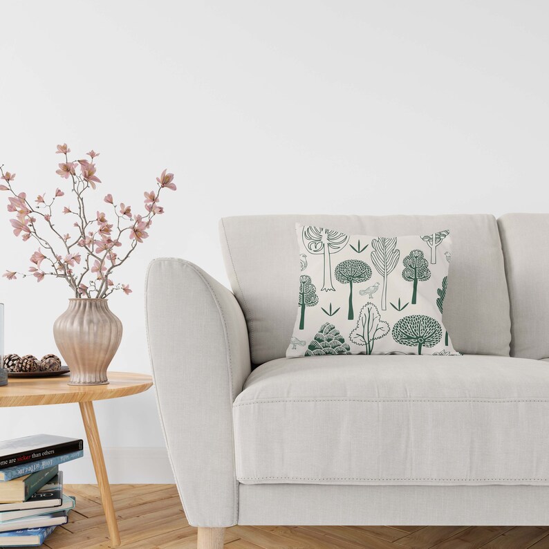 Green Throw Pillow Couch Linen Pillow Case Forest Pillow Etsy
